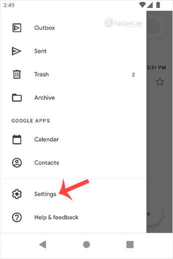On the top left, tap on Menu. Scroll down to the bottom and choose Settings.