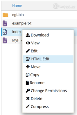 Right-click on the file. Then click on Edit or HTML Edit in the Context Menu.