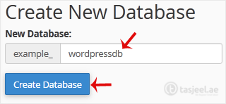 In the New Database field, enter a name for the new database you wish to create.