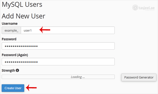 Enter your new password or use a password generator.