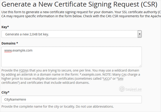 Scroll down and enter the following details