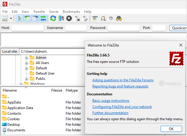You have successfully installed the FileZilla Client