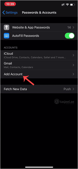 Tap on Add Account .