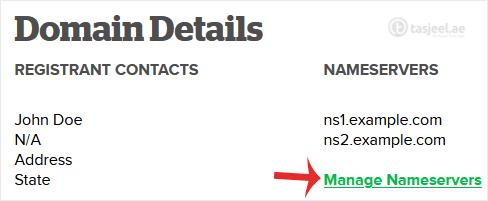 5. Scroll down to the Nameservers section and click Manage Nameservers.