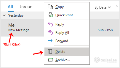 Go to Inbox, right-click on the message you want to remove and click on Delete.