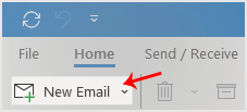 Under the Home tab, click on New Email .