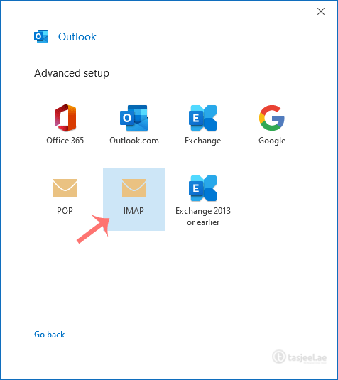 In Advance Setup , select IMAP .