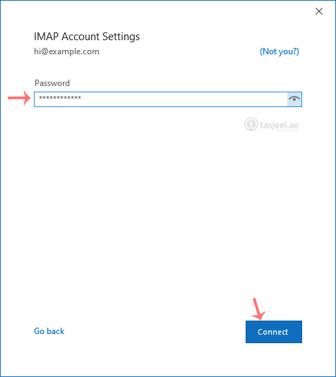 Enter your email password and click Connect.
