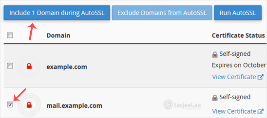 Under Domain, choose the domain you want to include
