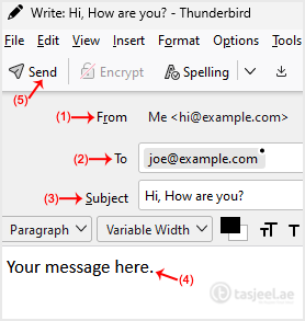 In the subject field, enter the subject of your email, enter your message in the Message box, and then click on Send.