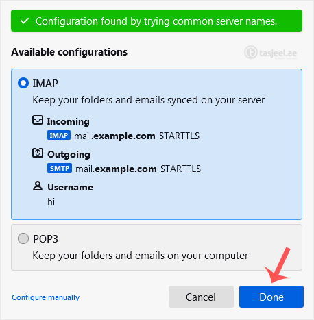 It may take a few minutes to configure your email account. After that, click on Done.