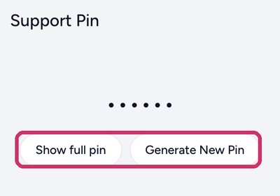 Show full pin, or Generate New Pin
