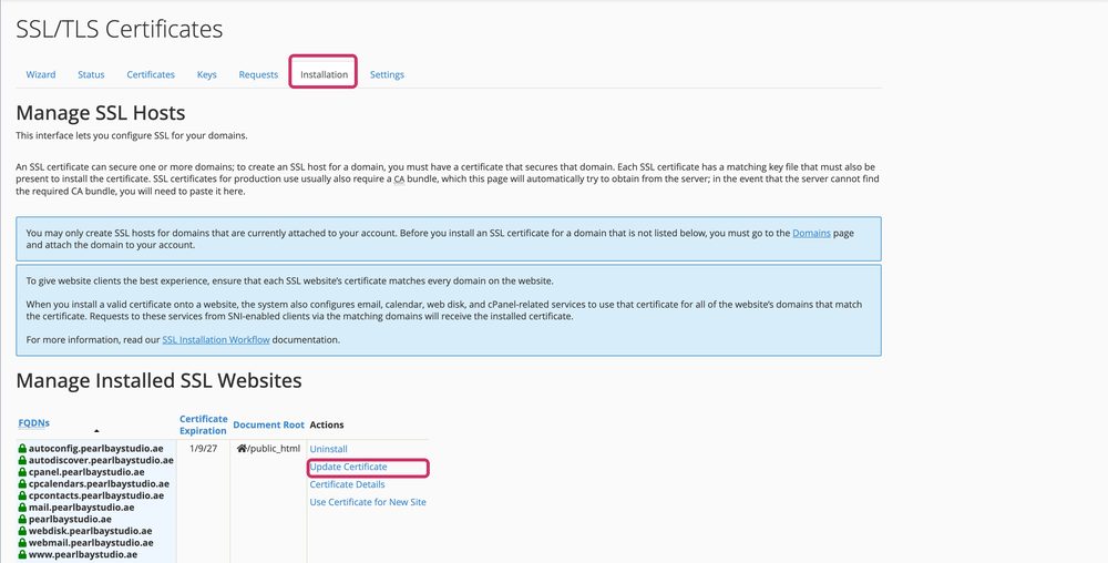 SSL/TLS › Installation in cPanel