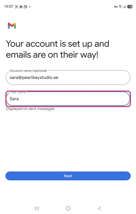Your name, shown on emails you send