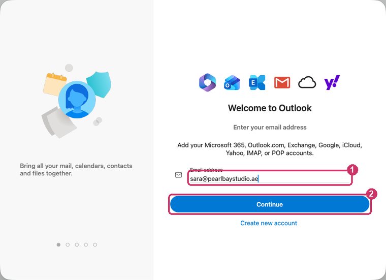 Your email address, then Continue