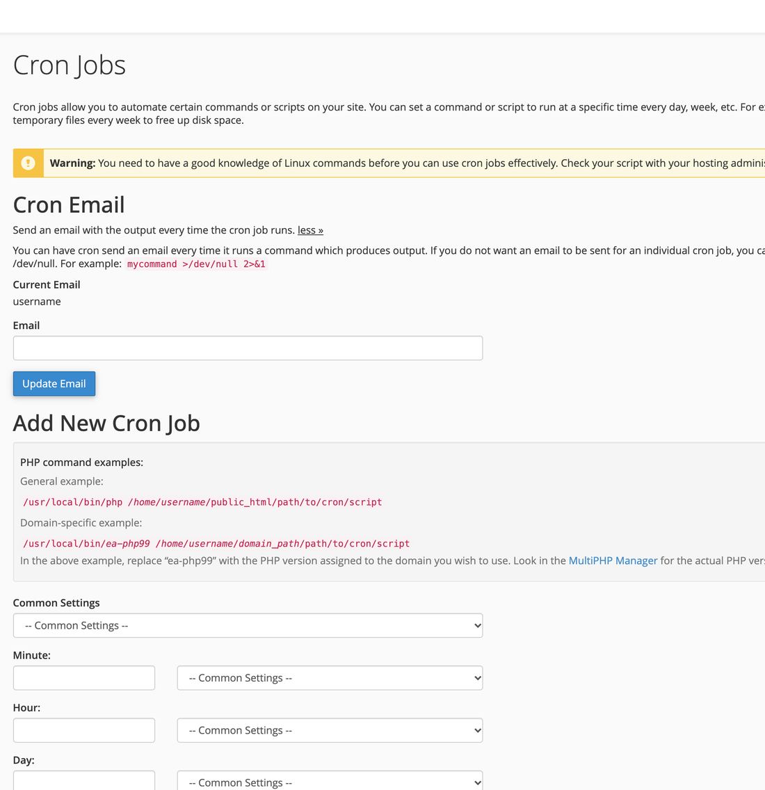 Cron Jobs in cPanel