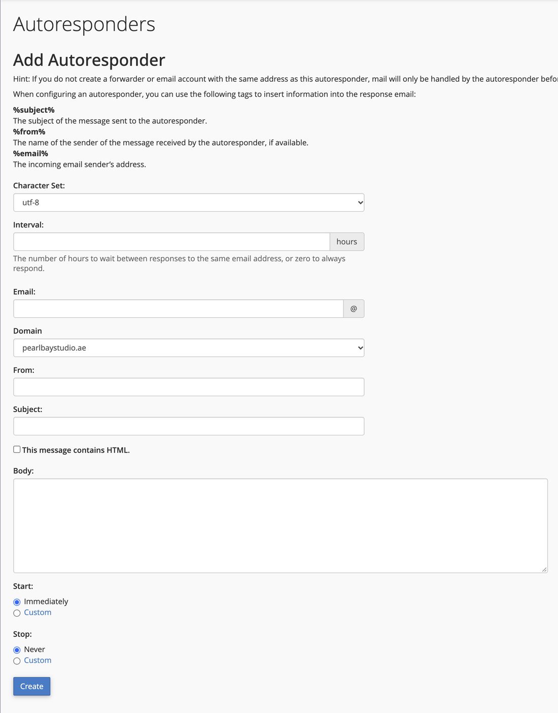Add Autoresponder in cPanel