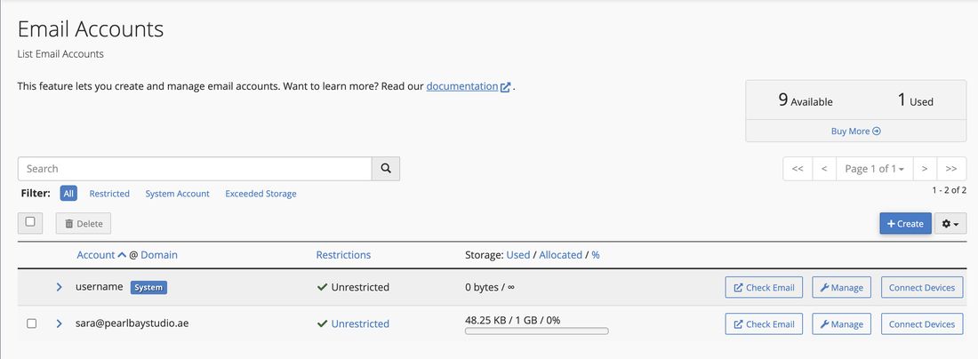 Email Accounts in cPanel