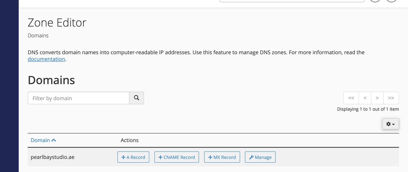 Zone Editor in cPanel