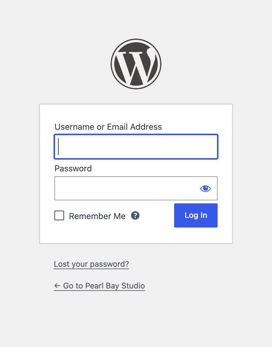 The WordPress login page